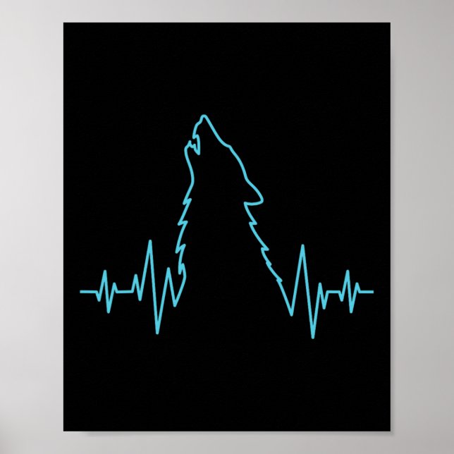 Poster Wolf Howling Pulse Heartbeat Wolves Costume animal (Devant)