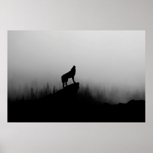 Poster Wolf hurle sur la lune