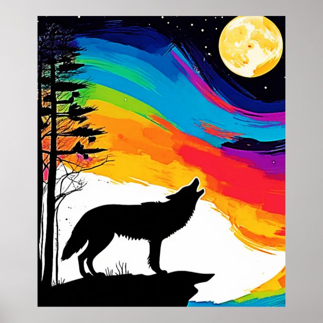 Poster Wolf Moon Howl Art (Devant)