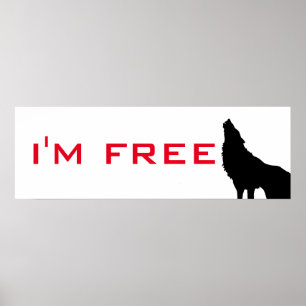 Poster Wolf Motivation Freedom Noir & blanc