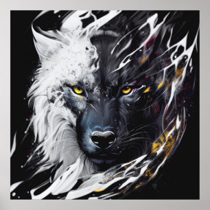 Poster Wolf Portrait Animal Peinture Faune Aventure