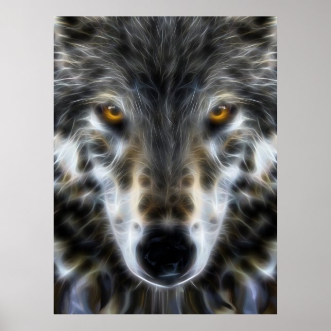 Poster Wolf Portrait graphique inspiré (Devant)