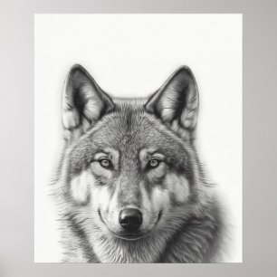 Poster Wolf Portrait noir blanc