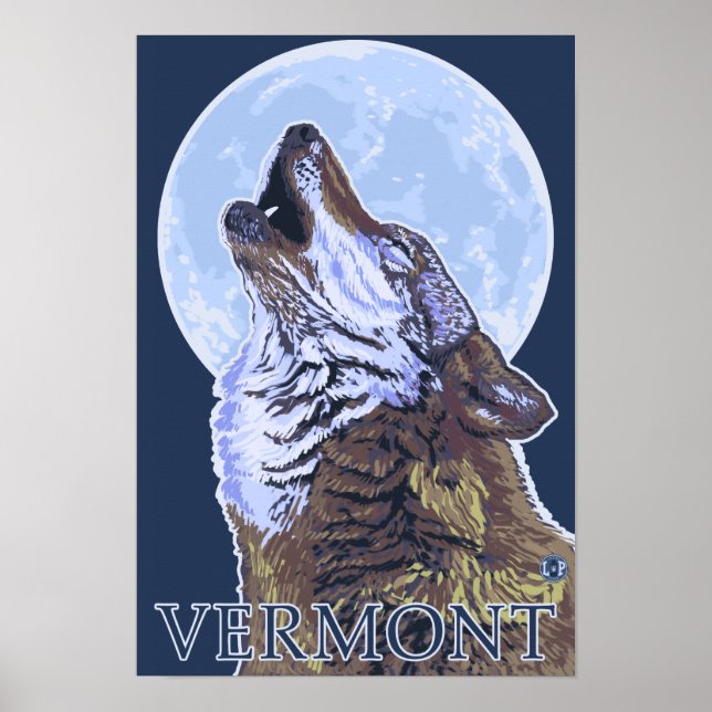 Poster Wolf VermontHowling (Devant)
