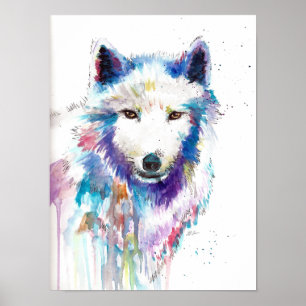 Poster Wolf watercolor and ink print