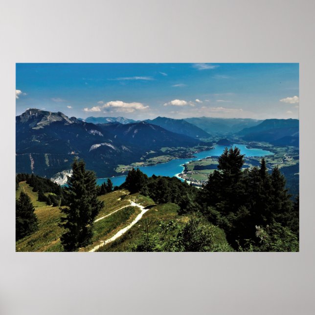 Poster Wolfgangsee et montagnes (Devant)