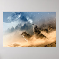 Wolves Moon Fog Nature Paysage