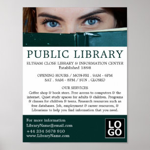 Poster Woman Behind Book, Bibliothèque Publicité