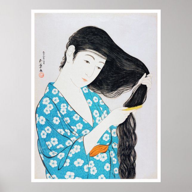 Poster Woman Combing Her Hair, Goyō Hashiguchi (Devant)