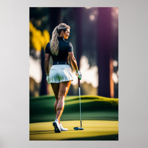 Poster Woman Golfer - Art en toile Imprimer