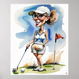 Poster Woman Golfer - Golf Art Imprimer