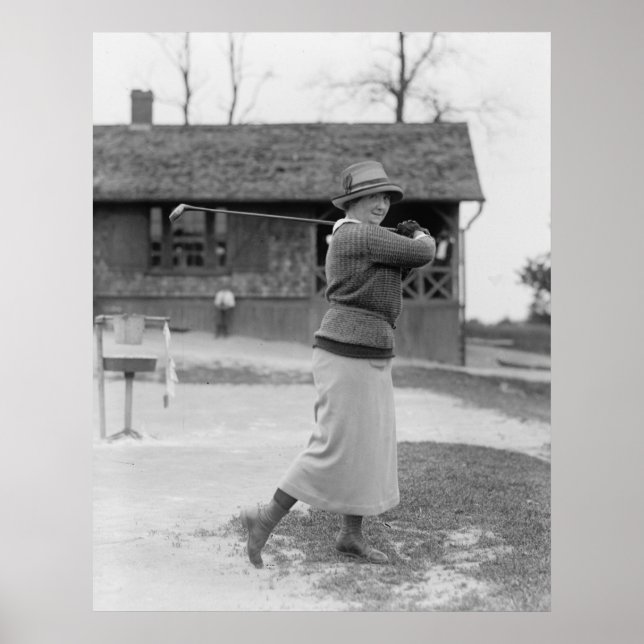 Poster Woman Golfing, années 1920 (Devant)