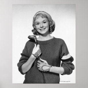 Poster Woman Holding Golf Club