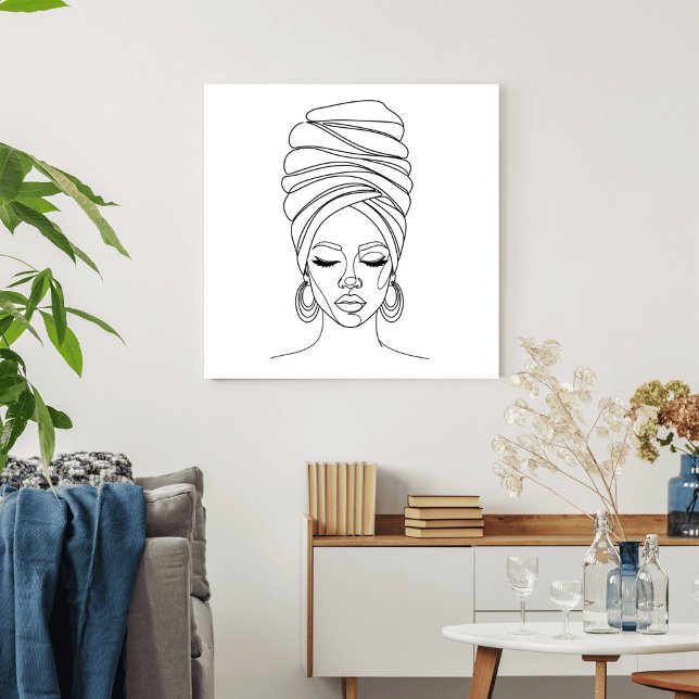 Poster Woman in headwrap, line drawing (Créateur téléchargé)