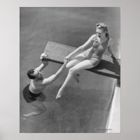 Woman on diving board