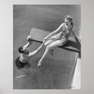 Poster Woman on diving board