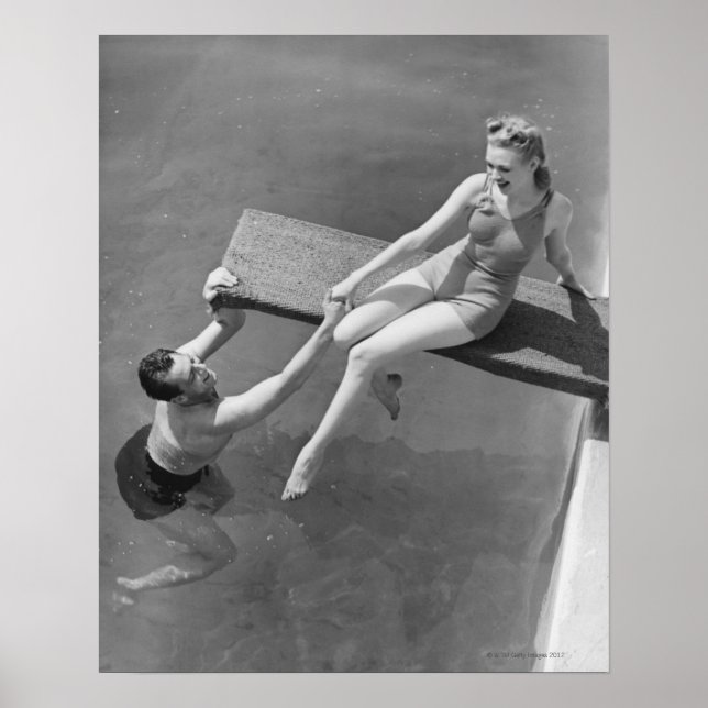 Poster Woman on diving board (Devant)