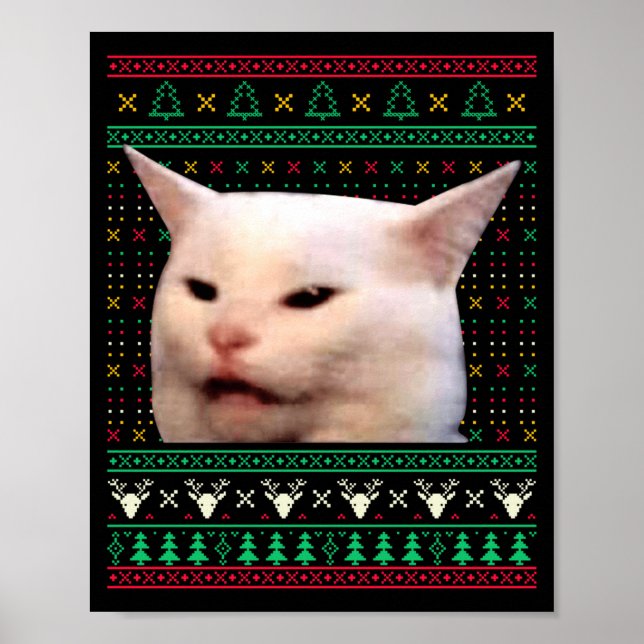 Poster Woman Yelling At A Cat Ugly X-mas Sweaters Funny M (Devant)