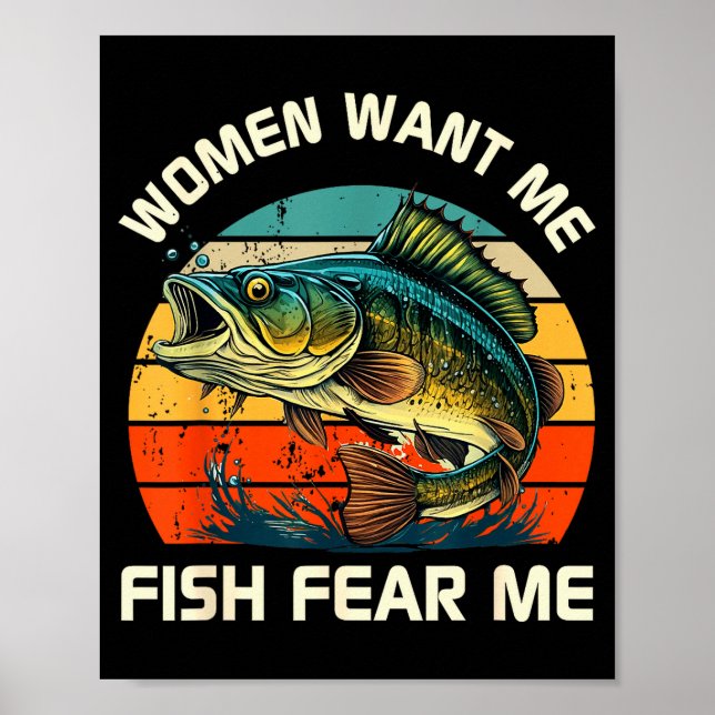 Poster Women Fear Me Fish Want Me Funny Fishing  (Devant)