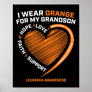 Poster Women Men I Wear Orange For My Grandson Leukemia