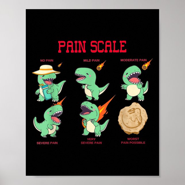 Poster Women Nurse Pain Scale Pain Essment Funny Dinosaur (Devant)