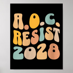 Poster Womens Aoc 2028 Pour Le Président Résister Wavy Al