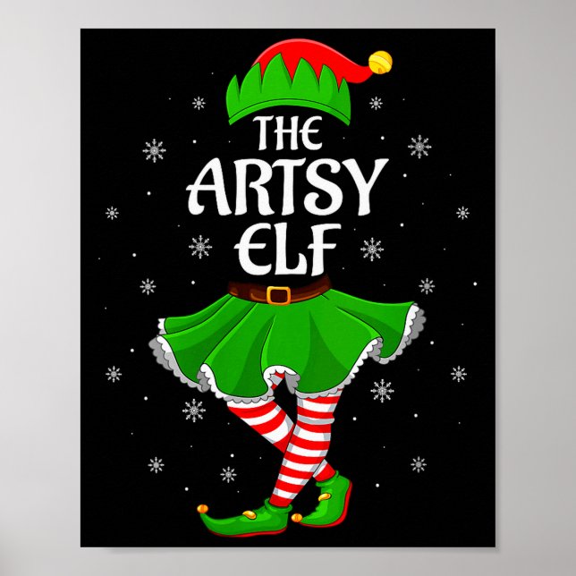Poster Womens Artsy Elf Christmas Family Girls Women Elf  (Devant)
