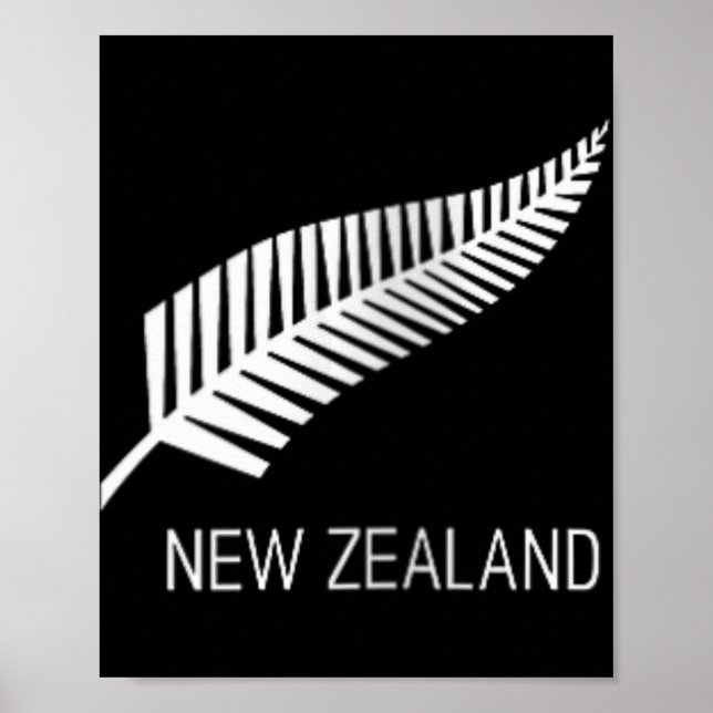 Poster Womens Black New Zealand Fern Shirt Mens Black Pro (Devant)