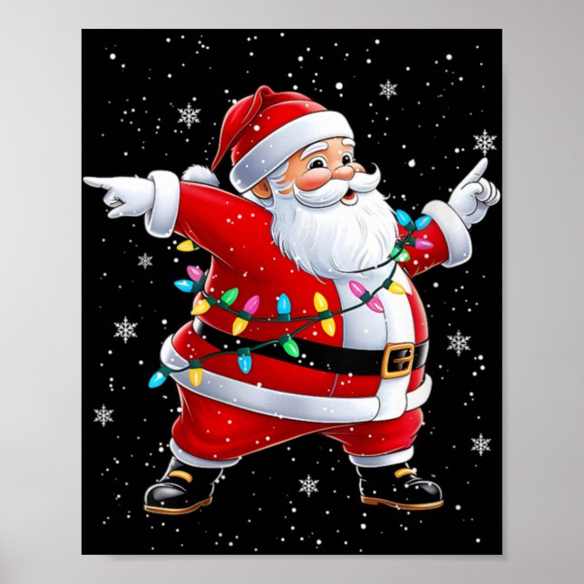 Poster Womens Dabbing Santa Xmas Dancing Girls Boys Kids  (Devant)