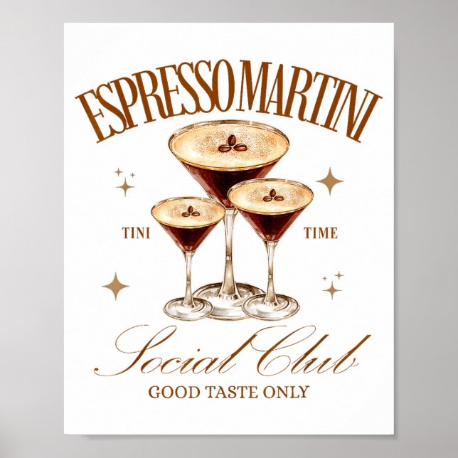 Poster Womens Espresso Martini Social Club Drinking Tail  (Devant)