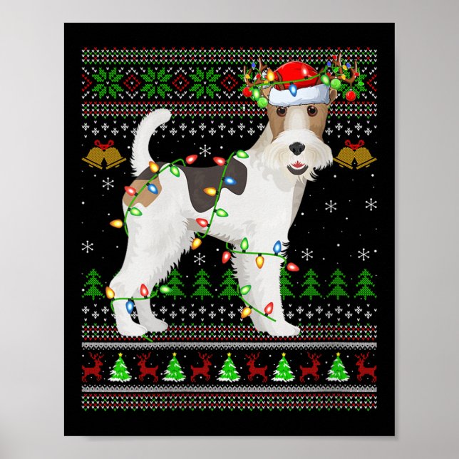 Poster Womens Fox Terrier Dog Ugly Christmas Sweaters Hol (Devant)
