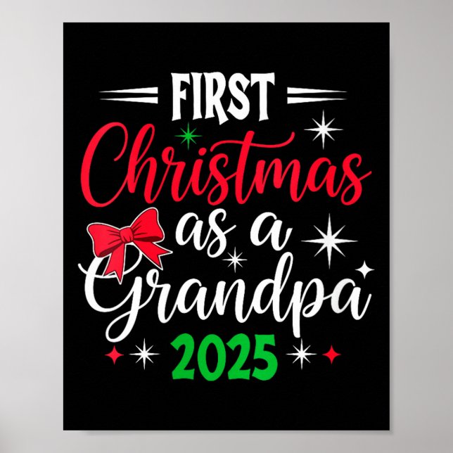 Poster Womens Funny First Christmas As Grandpa 2025 Match (Devant)