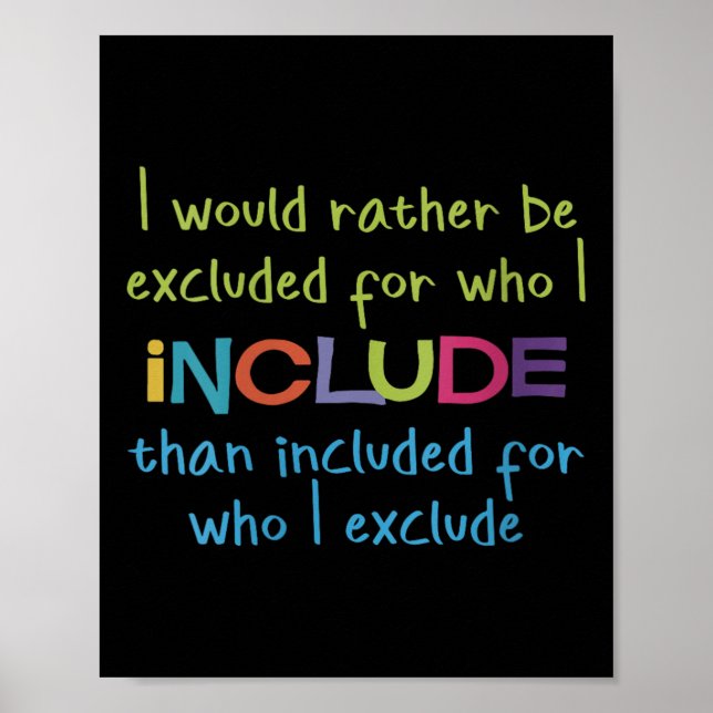 Poster Womens I Would Rather Be Excluded For Who I Includ (Devant)