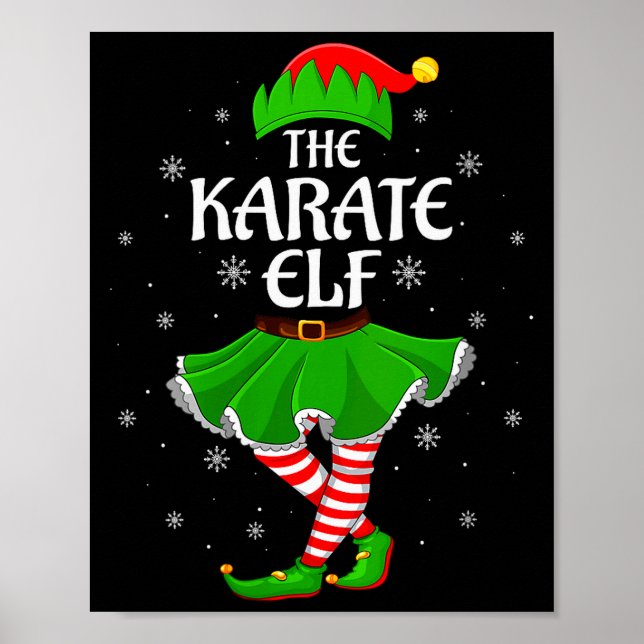 Poster Womens Karate Elf Christmas Family Girls Women Elf (Devant)