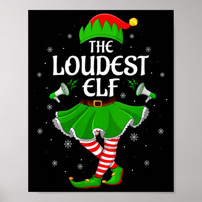 Poster Womens Loudest Elf Christmas Family Girls Women El (Devant)