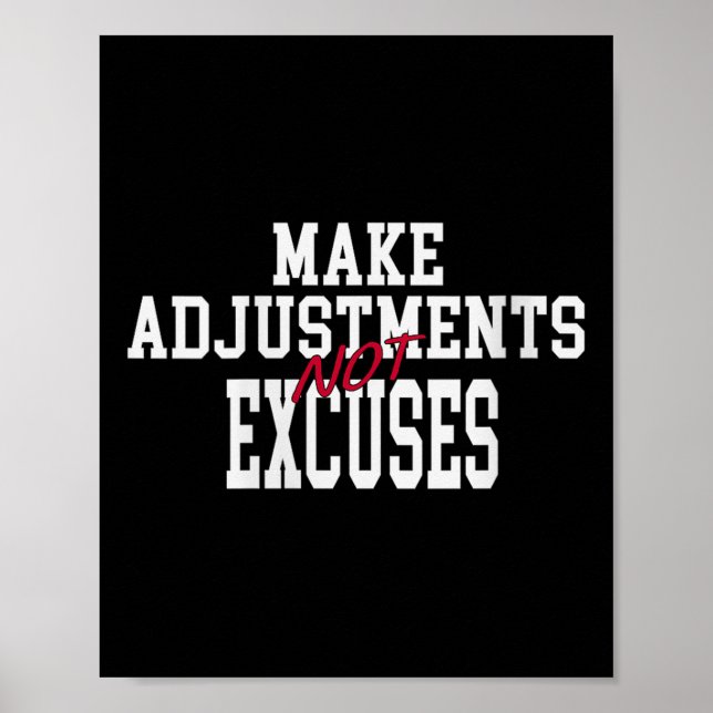 Poster Womens Make Adjustments Not Excuses Motivational Q (Devant)