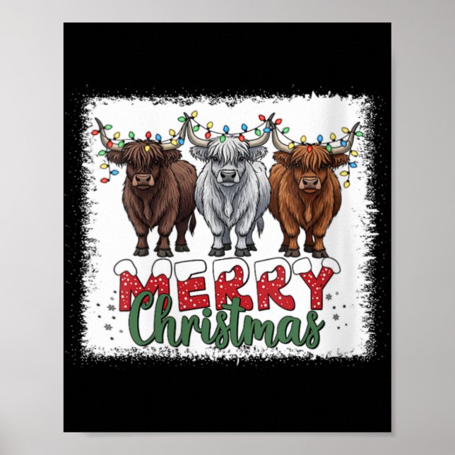 Poster Womens Merry Christmas Scottish Highland Cow Xmas  (Devant)