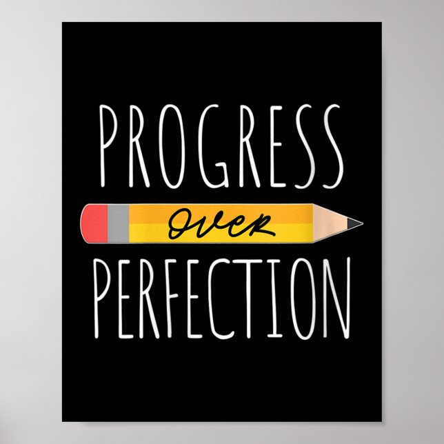 Poster Womens Motivational Progress Over Perfection Back  (Devant)