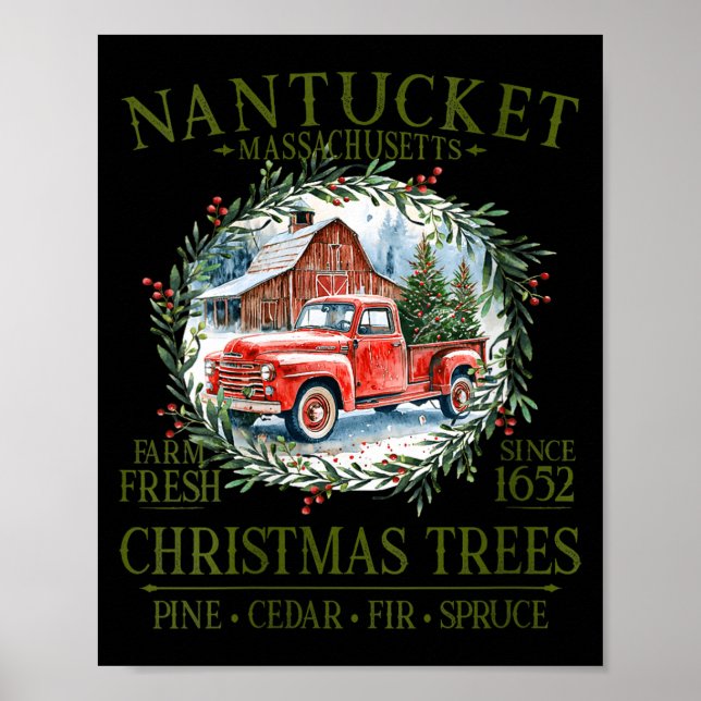 Poster Womens Nantucket Ma Farm Fresh Christmas Trees Gre (Devant)