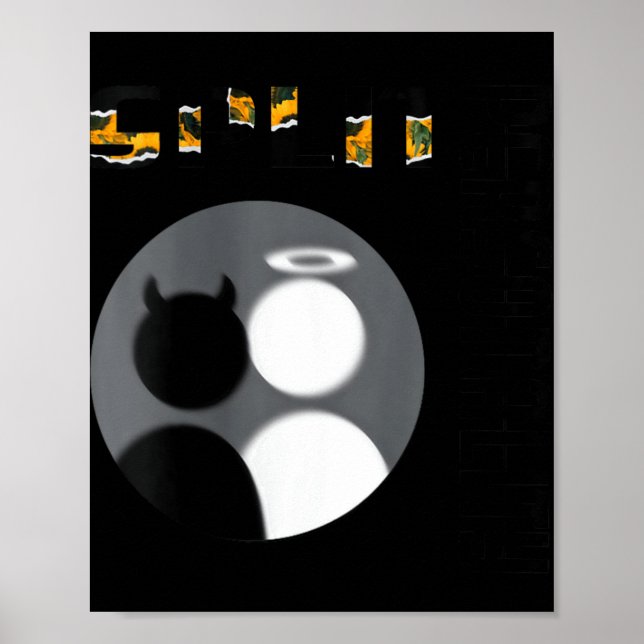 Poster Womens New Split Ity Cool Angel Devil V-neck  (Devant)