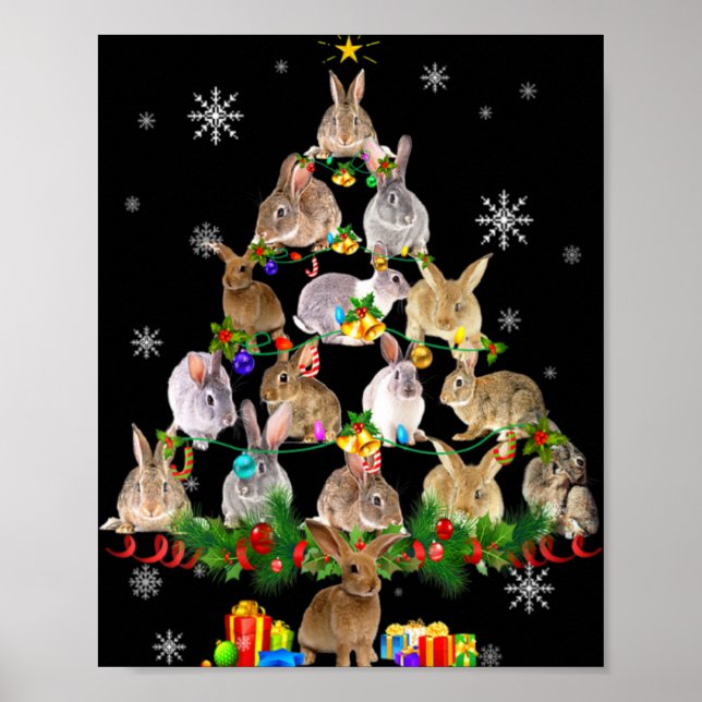 Poster Womens Rabbit Christmas Tree Snow Funny Rabbit Xma (Devant)