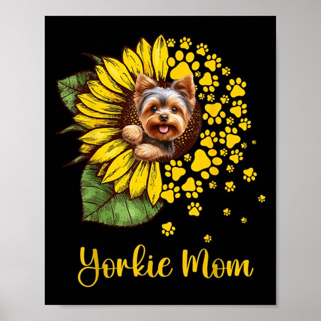 Poster Womens Sunflower Yorkie Mom Dog Lover  (Devant)