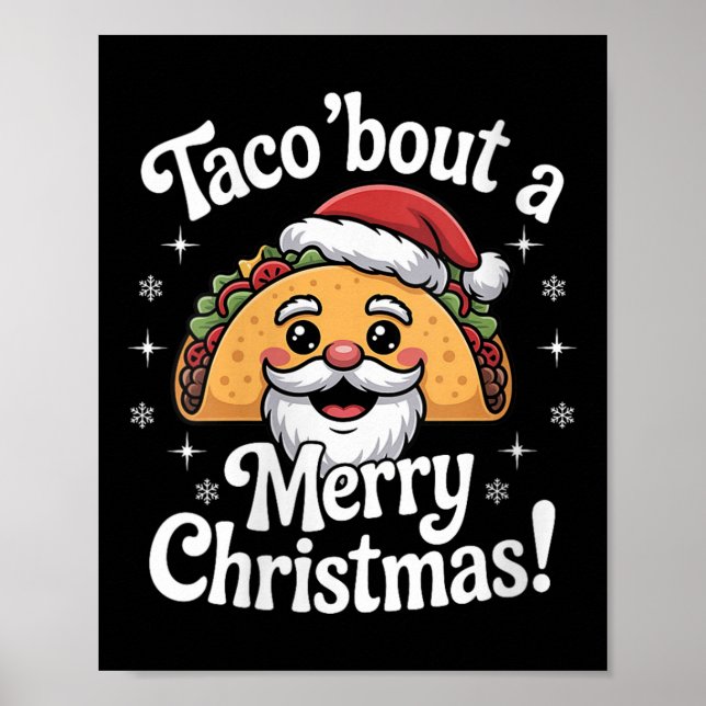 Poster Womens Taco ‘bout A Merry Christmas Food Puns Mexi (Devant)