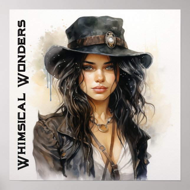 Poster Wonder Whimsical Steampunk Jeune femme Vintage (Devant)