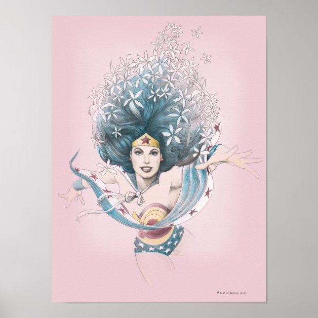 Poster Wonder Woman and Flowers (Devant)