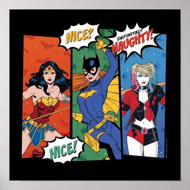 Poster Wonder Woman, Batgirl & Harley Quinn Holiday (Devant)