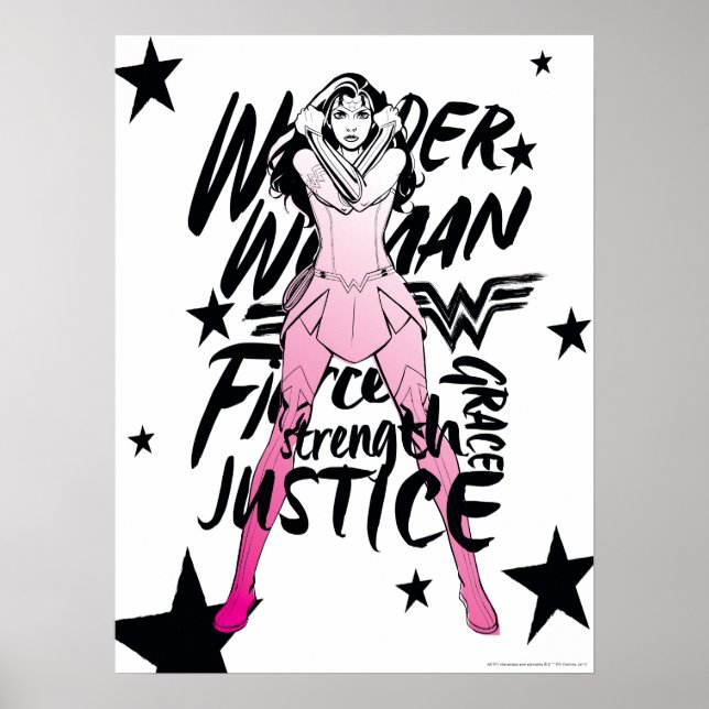 Poster Wonder Woman Brush Typography Art (Devant)
