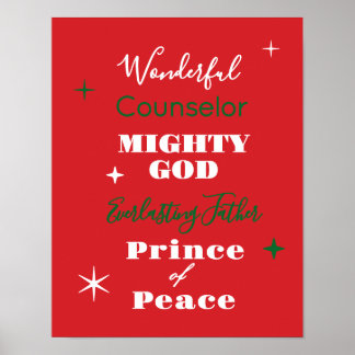 Poster Wonderful Counselor Names of Jesus Christmas