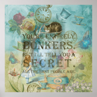 Poster Wonderland - Bonkers Citation - Alice au pays des 