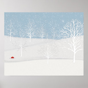 Poster Wonderland d'hiver en blanc